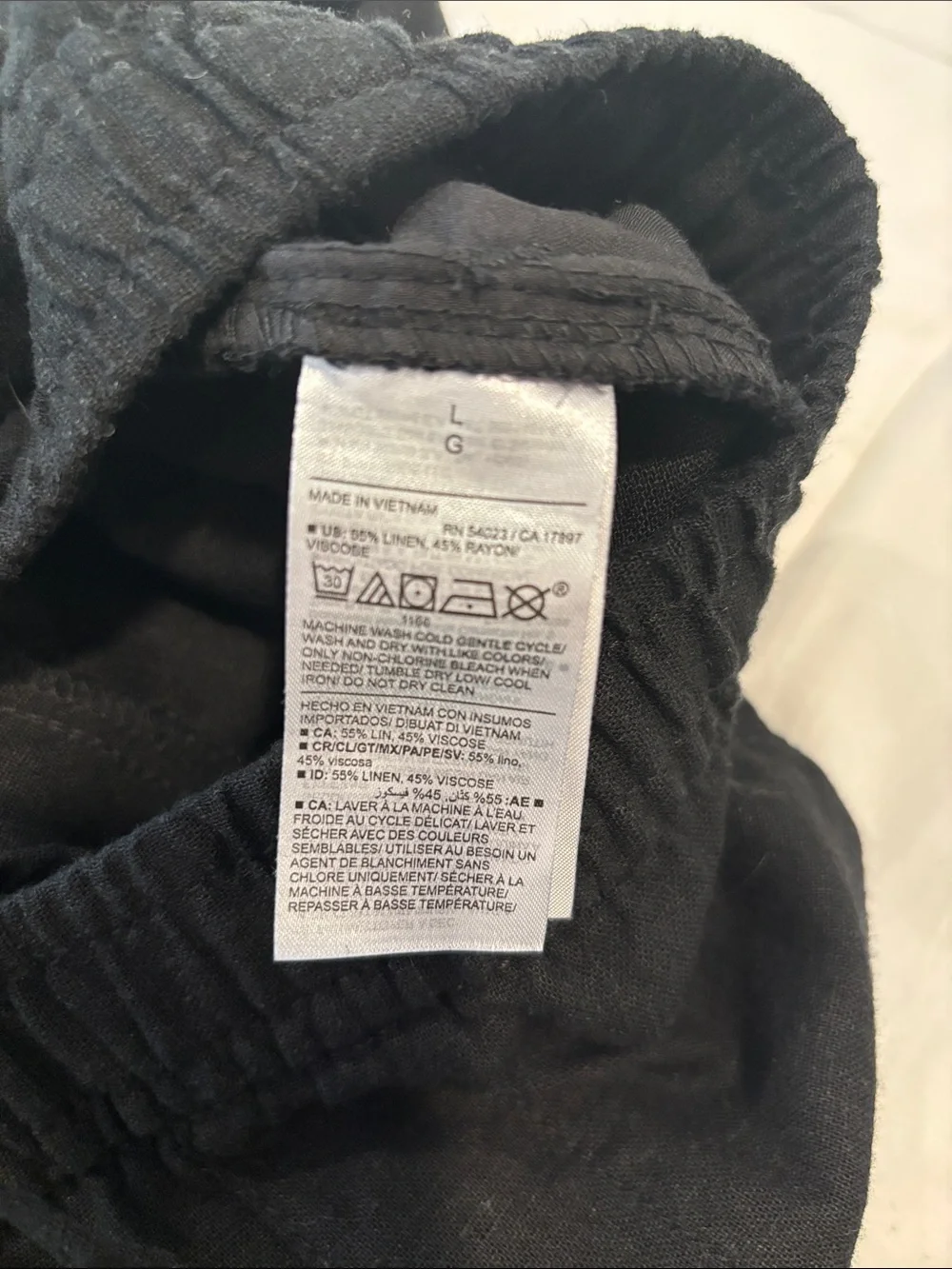 Old Navy Women’s Linen Black Elastic Waist Pants L